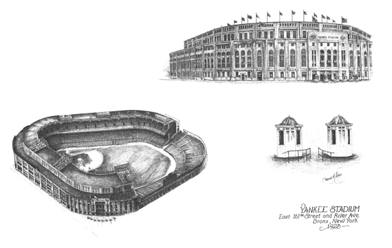 Old Time Ballpark Prints  Yankee Stadium, New York